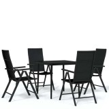Cumpara ieftin Set de servit masa pentru gradina, 5 piese, negru