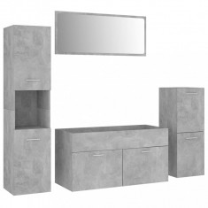 Set mobilier de baie, gri beton, lemn prelucrat