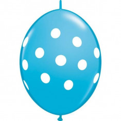 Baloane Cony Robin&amp;#039;s Egg Blue cu buline albe, 12&amp;quot; (30 cm) Qualatex 90566, 10 buc foto