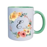 Cana Ceramica Verde Personalizata cu Initiala E, 350ml, INOVATIX&reg;️ - Cadou Universal