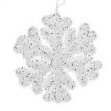 Ornament Brad de Craciun din Spuma, Fulg Alb cu Beteala Argintie, 15 cm, CMCLASS