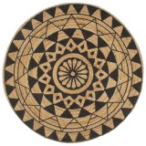 Gossi covor manual cu imprimeu negru, 90 cm, iuta