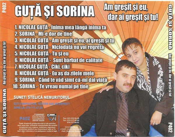 CD Nicolae Guță Și Sorina ‎– Am Gresit Si Eu Dar Ai Gresit Si Tu!, original  | Okazii.ro