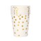 Set 10 Pahare, Cyrax, Imprimeu cu Buline, din Carton, 250 ml, 7.5 x 8.5 x 5.2 cm, Auriu