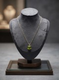 Cumpara ieftin Colier din Argint 925 Placat cu Aur , zPeridot Cushion, , Lant Fin cu Pandantiv Piatra Verde Fatetata, 40+5 cm, 2,86g