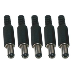 Set 5 Mufa / Conector alimentare tata 5.5x2.1 pe fir 12V DC , Active, pentru camere supraveghere cctv, negru