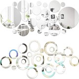 Oglinzi Decorative Acrilice din PVC Design 3D Cercuri Argintii Luxury Home Modern, 50 buc/set, MyStyle&reg;