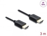 Cablu Coaxial High Speed HDMI 8K60Hz/4K240Hz 48Gbps 3m Negru, Delock 81683