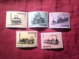 Serie mica San Marino 1964 - Locomotive - , 5 valori , guma usor ingalbenita