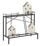 Decoratiune de masa din lemn alb natur si metal negru Housing 23 cm x 10 cm x 29 h
