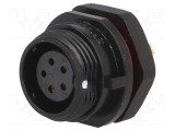Soclu SP13 mamă WEIPU PIN: 5 IP68 5A lipire pentru montare pe panou