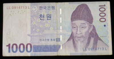 M1 - Bancnota foarte veche - Coreea de Sud - 1000 won - 2007 foto