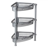 Etajera Colt Plastic 3 Rafturi Gri 37x27x54cm - Organizator Bucatarie, Baie, Living - Raft Colt Durabil