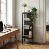 Vitrina metalica neagra cu usa din sticla si 3 rafturi Borshavisa