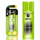 Odorizant auto si ambient Aroma Car AROMA SPRAY LEMON, spray parfum lichid in sticla cu atomizor, capac semitransparent colorat, 50ml