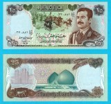 Irak (p#73) 25 Dinars 1986 UNC 'Saddam Hussein'; (ROG CITITI DETALIILE!)