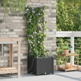 VidaXL Ghivece de Grădină 1 buc Zăbrele Negru 40 x 40 x 142 cm Plastic