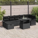 Cumpara ieftin Set de canapele pentru grădină cu pernă 8 pcs Negru Rattan poli