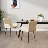 vidaXL Scaune de bucătărie, 2 buc., crem, material textil
