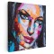 Tablou portret pictura in ulei femeie, multicolor 1394 Tablou canvas pe panza CU RAMA 100x100 cm