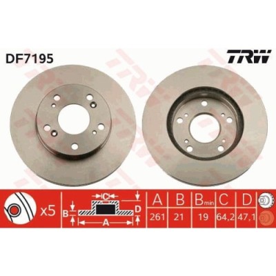 Set discuri frana fata TRW, Honda Civic VII Hatchback (Eu, Ep, Ev), 03.1999-02.2006, Civic VIII Sedan (Fd, Fa), 09.2005-, Cr-Z (Zf), 06.2010-, Stream foto