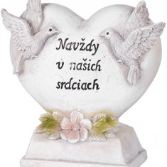 MagicHome decorare, Inimă cu porumbei, din polirosin, pentru mormânt, 16x7x16,5 cm, pachet de 2 bucăți