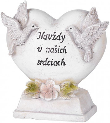 MagicHome decorare, Inimă cu porumbei, din polirosin, pentru morm&amp;acirc;nt, 16x7x16,5 cm, pachet de 2 bucăți foto