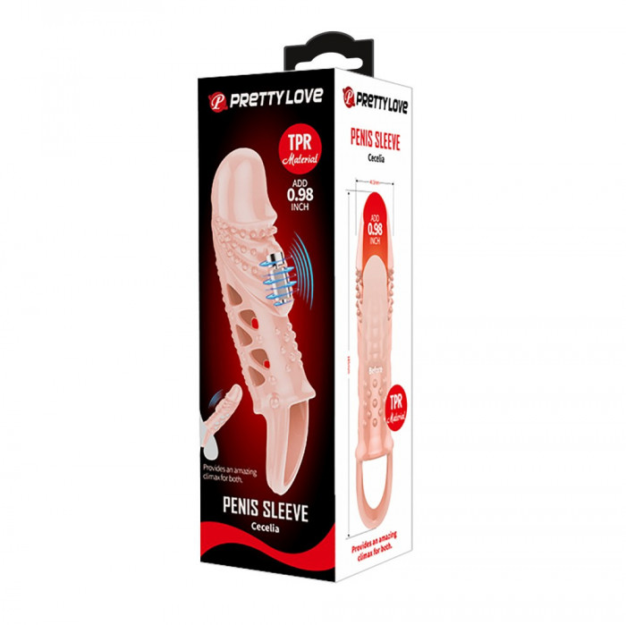 Manson / Prelungitor Pentru Penis Cu Vibratii Cecilia, Natural, +2.5 cm