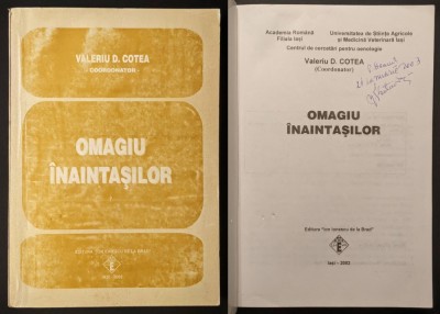 OMAGIU INAINTASILOR Personalitati AGRONOMIE 536 pag. &amp;ndash; Valeriu D. Cotea  foto