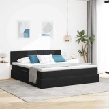 vidaXL Pat cu storage cu saltea cu headboard Negru 90 x 200 cm 3370975
