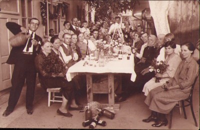 HST P971 Poză petrecere studio Kozdovits Arad interbelică foto