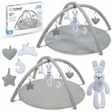 Covoras de joaca fata-verso Kidwell GRACE Bunny cu arcada interactiva, 5 jucarii si cutie muzicala in forma de iepuras