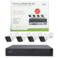 Aproape nou: Kit supraveghere video PNI House IPMAX POE 3LR, NVR cu 4 porturi POE s foto