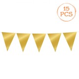 Ghirlandă Plastic, 15 Steaguri, Lungime 10m, Culoare Auriu, Set 15 Bucăți, Oem