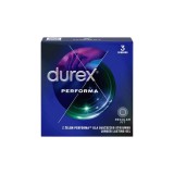 Prezervative DUREX Performa Regular Fit, din latex, efect de &icirc;nt&acirc;rziere ejaculare, 56 mm, 1 cutie x 3 buc