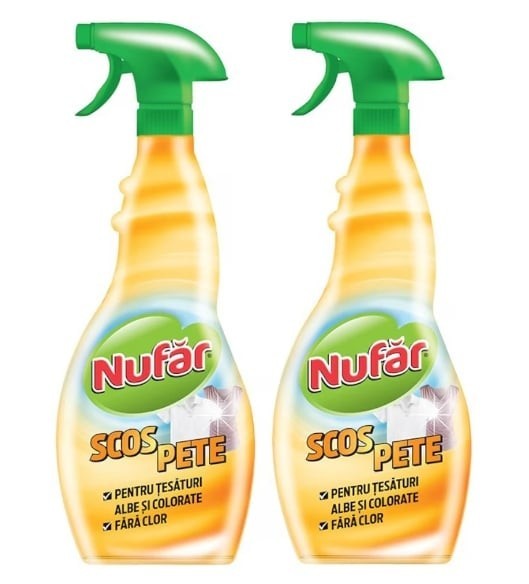 Set Solutie Scos Pete pentru Tesaturi Albe si Colorate Nufar, fara Clor, 2 x 500 ml