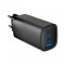 ALIMENTATOR retea 220V GEMBIRD, universal, 2 x USB Type-C 3.25A PD 65W, 1 x USB-A 3.0 maxim 2.25A QC 27W, negru, &quot;TA-UC-PDQC65-01-BK&quot; (timbru verde 0.