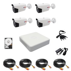 Kit supraveghere 4 camere exterior 2 MP, Full HD, IR 40 m, DVR 4 Canale, HDD 500 GB, accesorii full foto