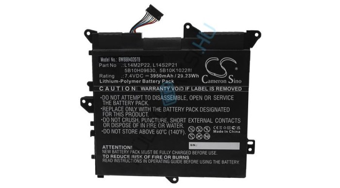 &Icirc;nlocuire baterie pentru notebook VHBW pentru Lenovo 5B10H09630, 5B10H11758, 5B10H09632 - 3950 mAh 7,4 V Li-polimer