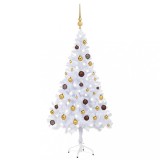 Brad de Crăciun pre-iluminat cu globuri, 120 cm, 230 ramuri