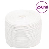 VidaXL Fr&acirc;nghie de barcă, alb complet, 8 mm, 250 m, polipropilenă