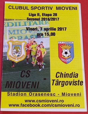 Program meci fotbal CS MIOVENI - CF &amp;quot;CHINDIA&amp;quot; TARGOVISTE (07.04.2017) foto