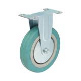 Roata fixa 125 mm cu cauciuc plin albastru si placa otel, 60 kg