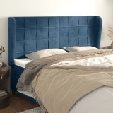 Cumpara ieftin Tăblie pat cu urechi albastru &icirc;nchis 163x23x118/128 cm catifea