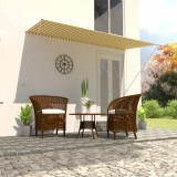 Cumpara ieftin Copertină retractabilă, galben și alb, 300 x 150 cm