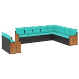 Cumpara ieftin Set canapele de gradina cu 10 piese si perne, poliratan negru