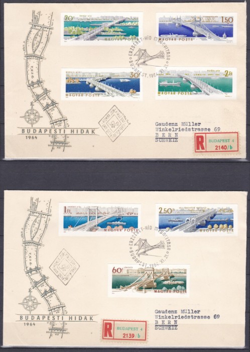DB1 Ungaria 1964 Poduri Elisabeta FDC Stampile Vama Timbre Nedantelate 3 poze