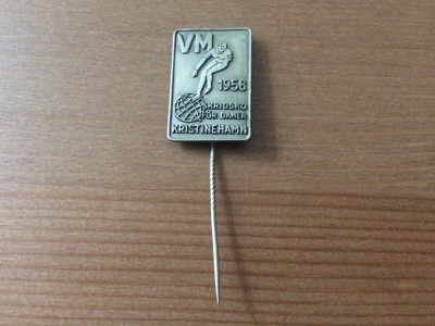 insigna patinaj vm skridsko for damer kristinehamn 1958 suedia sport de iarna foto