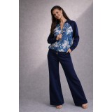 Compleu dama bleumarin cu pantaloni evazati