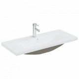 vidaXL Chiuvetă &icirc;ncorporată cu robinet, alb, 91x39x18 cm, ceramică